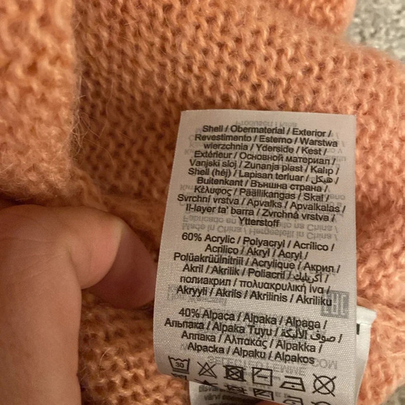 Selected Femme SF Olivia Alpaca Long Sleeve Sweater Ruffle Sleeve 3D Sz XS Peach - Picture 7 of 7